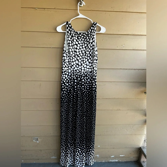 Lauren Ralph Lauren Maxi Dress Black and White Polka Dot Classic Preppy W Size 8 - Picture 4 of 5